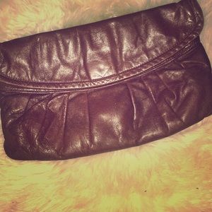Vintage Chocolate Brown leather clutch